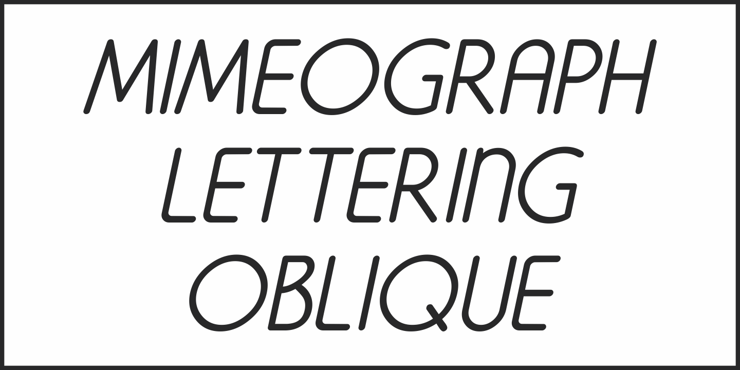 Przykład czcionki Mimeograph Lettering JNL Oblique